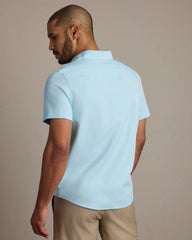 Brezza Linen-Blend Short Sleeve Shirt -- Aquamarine