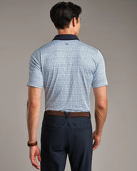 Golf Sport Polo Spread Collar -- Blue Stone/White Club Print