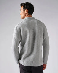 Gramercy Zip Crew Neck -- Heather Gray