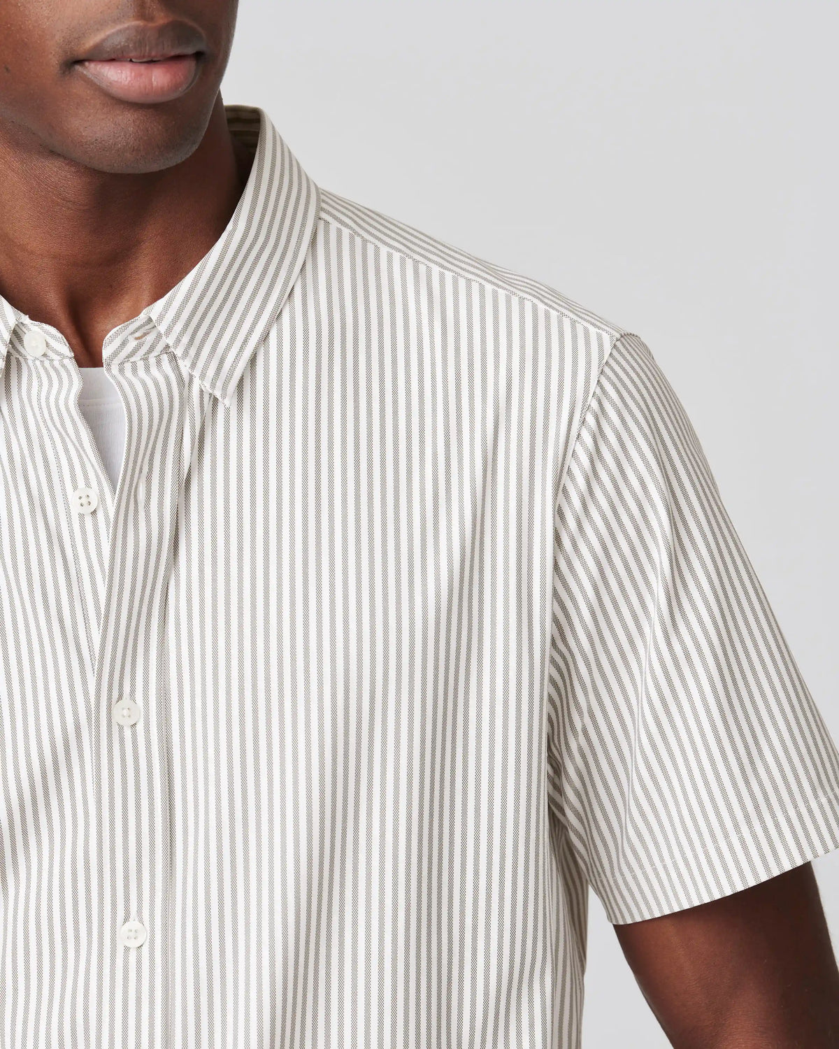 Commuter® Short Sleeve Button Down -- Khaki Stripe