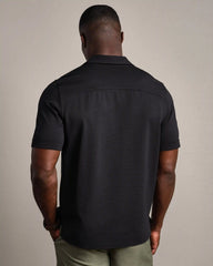 Commuter Seersucker Camp Collar Shirt -- Black