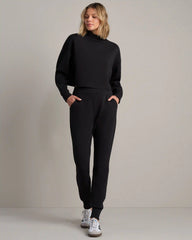 DreamGlow® Cropped Mock Neck -- Pure Black