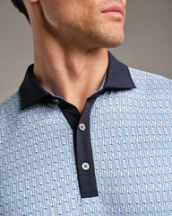 Golf Sport Polo Spread Collar -- Blue Stone/White Club Print