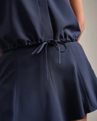 Mirage Sleeveless Notch Collar Blouse -- Navy Blue