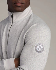 NBA Heritage Midweight 1/4 Zip -- Heather Gray -- Brooklyn Nets
