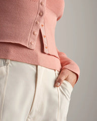 Sutton Snap Cardigan -- Coral Mist